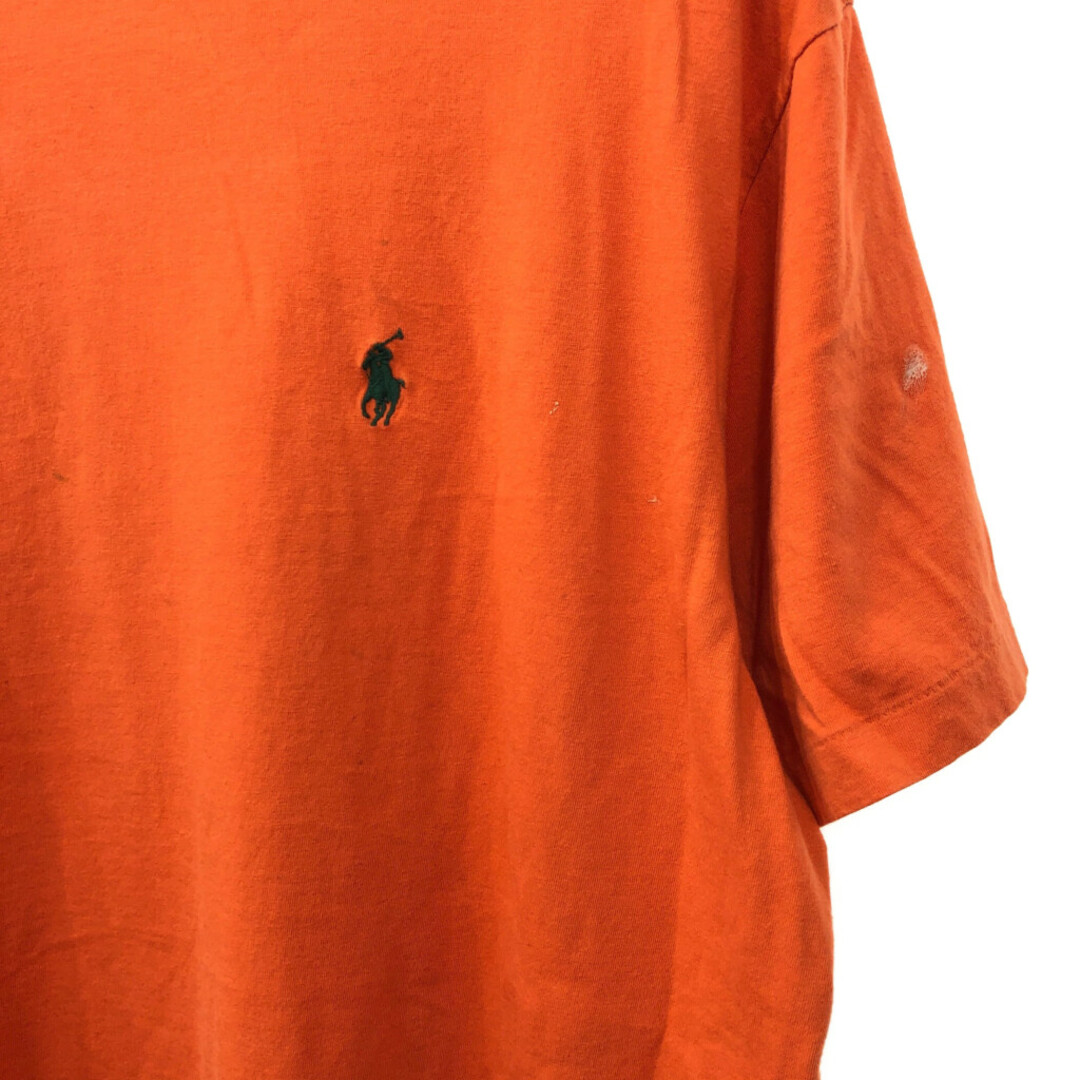 POLO RALPH LAUREN(ポロラルフローレン)のPolo by Ralph Lauren ポロ ラルフローレン 半袖Ｔシャツ ワンポイント オレンジ (メンズ XL) 中古 古着 Q6674 メンズのトップス(Tシャツ/カットソー(半袖/袖なし))の商品写真