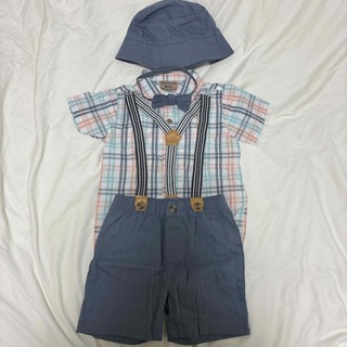 【新品】チェックシャツ サスペンダーズボン 帽子 セット 3歳