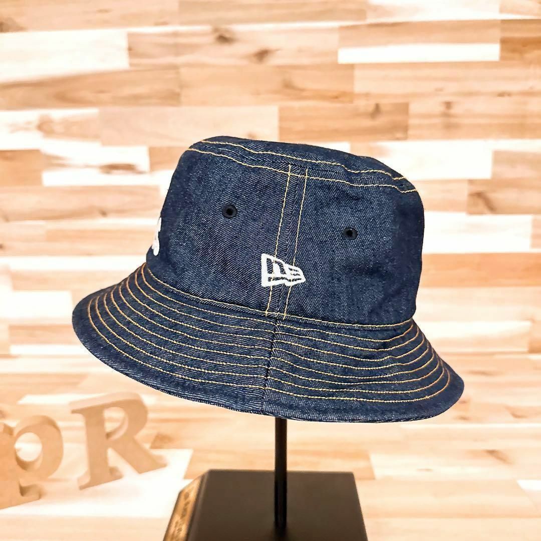 NEW ERA(ニューエラー)の激レア/廃番【ニューエラ×ティーエムティー】デニム 刺繍ロゴ ハット 紺×白 メンズの帽子(ハット)の商品写真