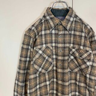 ペンドルトン(PENDLETON)の【usa製、ウールチェックシャツ】ペンドルトン古着ネルシャツ長袖ダブルポケット(シャツ)