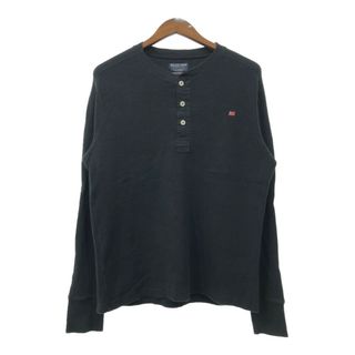 ポロラルフローレン(POLO RALPH LAUREN)のPOLO JEANS ポロジーンズ ヘンリーネック サーマル 長袖Ｔシャツ ラルフローレン ワンポイント ブラック (メンズ L) 中古 古着 Q6678(Tシャツ/カットソー(七分/長袖))