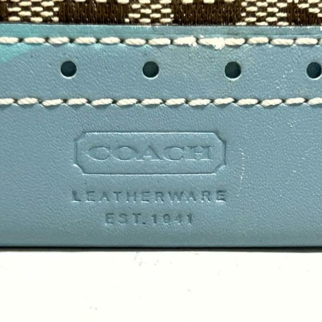 COACH(コーチ)のCOACH(コーチ) コインケース シグネチャー柄 カーキ×ライトブルー ジャガード×レザー レディースのファッション小物(コインケース)の商品写真