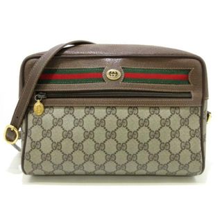 グッチ(Gucci)のGUCCI(グッチ) ショルダーバッグ レディース アクセサリーコレクション,GGプラス・GGスプリーム,シェリー(ウェブ) ベージュ×ダークブラウン×マルチ PVC(塩化ビニール)×レザー(ショルダーバッグ)