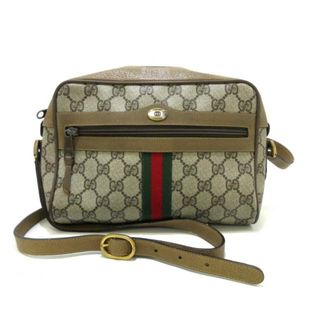 グッチ(Gucci)のGUCCI(グッチ) ショルダーバッグ レディース アクセサリーコレクション,GGプラス・GGスプリーム,シェリー(ウェブ) グレーベージュ×マルチ PVC(塩化ビニール)×レザー(ショルダーバッグ)