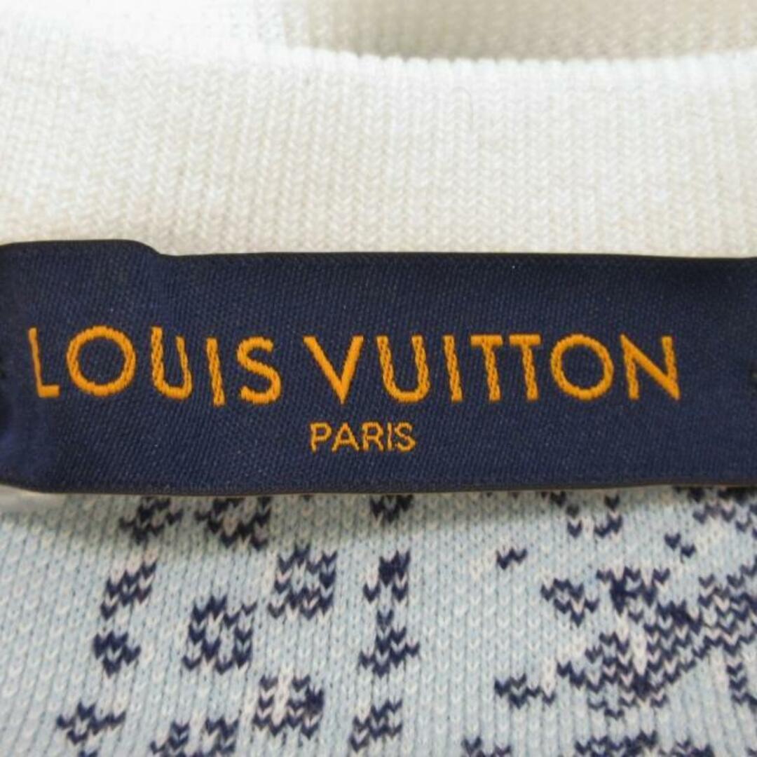 LOUIS VUITTON(ルイヴィトン)のLOUIS VUITTON(ルイヴィトン) 長袖セーター サイズM メンズ - RM222M JL4 HNN24W 白×ダークネイビー×ライトブルー モノグラム バンダナ柄 綿 メンズのトップス(ニット/セーター)の商品写真