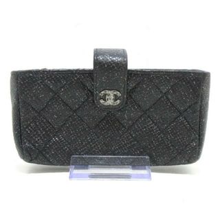 シャネル(CHANEL)のCHANEL(シャネル) コインケース マトラッセ 黒 ココマーク/ラメ レザー(コインケース)