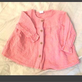 エイチアンドエム(H&M)のH&M ベビー　ブラウス　カットソー　トップス　子供服女の子　サイズ65ピンク(シャツ/カットソー)