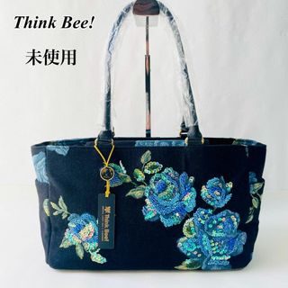 Think Bee! ハンドバッグ トートバッグ ゴブラン織り ブルーローズ