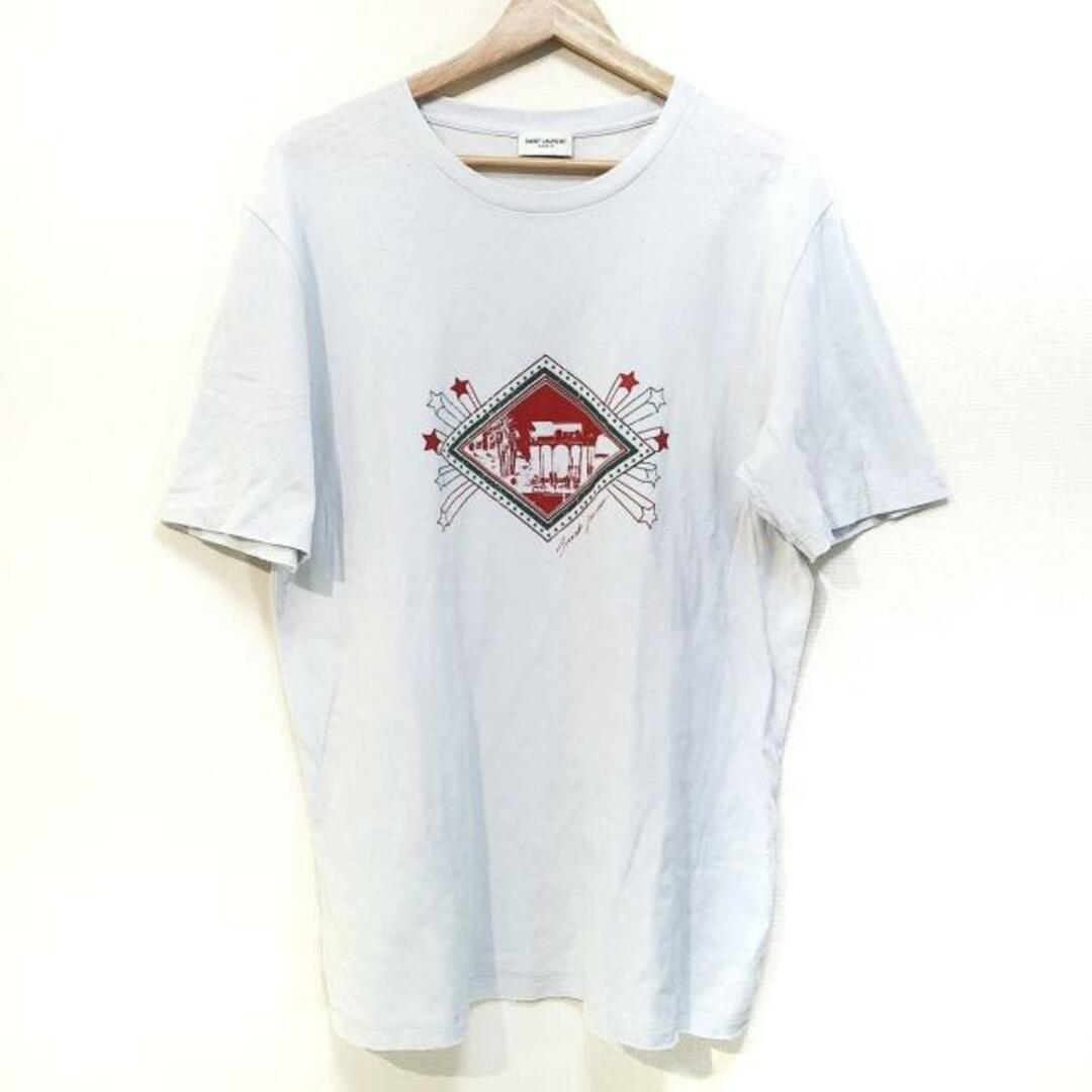 SAINT LAURENT PARIS(サンローランパリ) 半袖Tシャツ サイズM メンズ - 603303 白×レッド×グリーン クルーネック/ダメージ加工 綿 メンズのトップス(Tシャツ/カットソー(半袖/袖なし))の商品写真