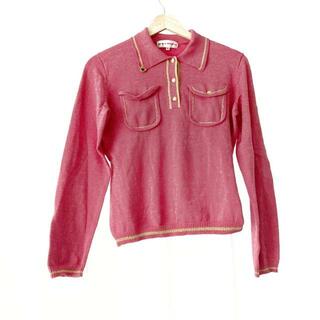 M・U・ SPORTS(ミエコウエサコ) 長袖セーター サイズ40 M レディース - ピンク×ゴールド×パープル レギュラーカラー/ラメ/刺繍 綿、カシミヤ(ニット/セーター)