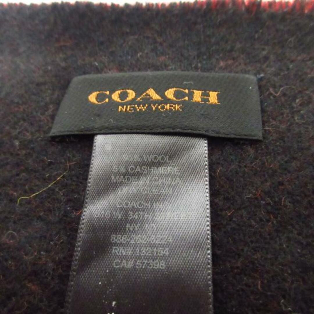 COACH(コーチ)のCOACH(コーチ) マフラー美品  - 黒×レッド ウール×カシミヤ レディースのファッション小物(マフラー/ショール)の商品写真