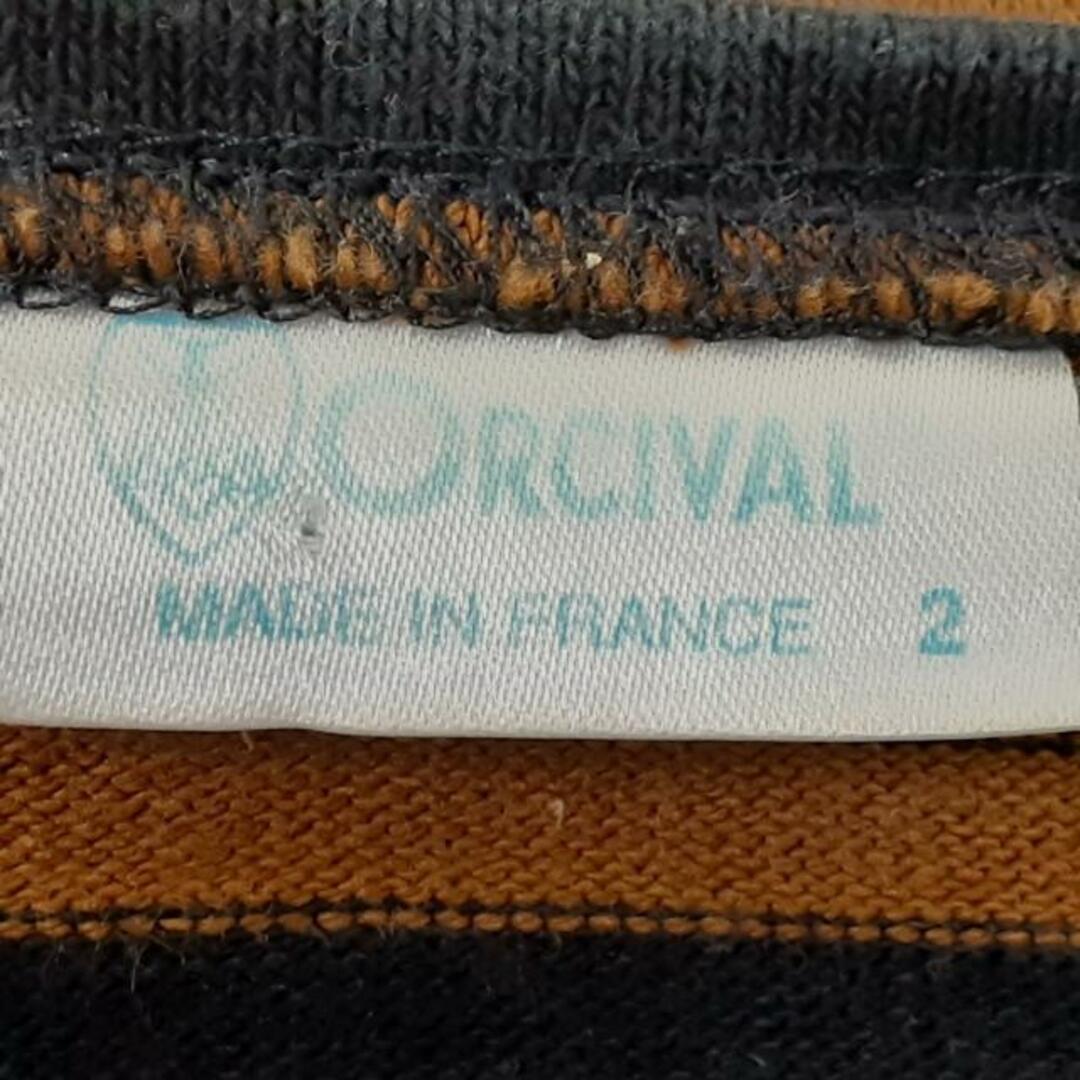 ORCIVAL(オーシバル)のORCIVAL(オーシバル) 長袖Tシャツ サイズ2 M レディース美品  - ダークブラウン×黒 クルーネック/ボーダー レディースのトップス(Tシャツ(長袖/七分))の商品写真