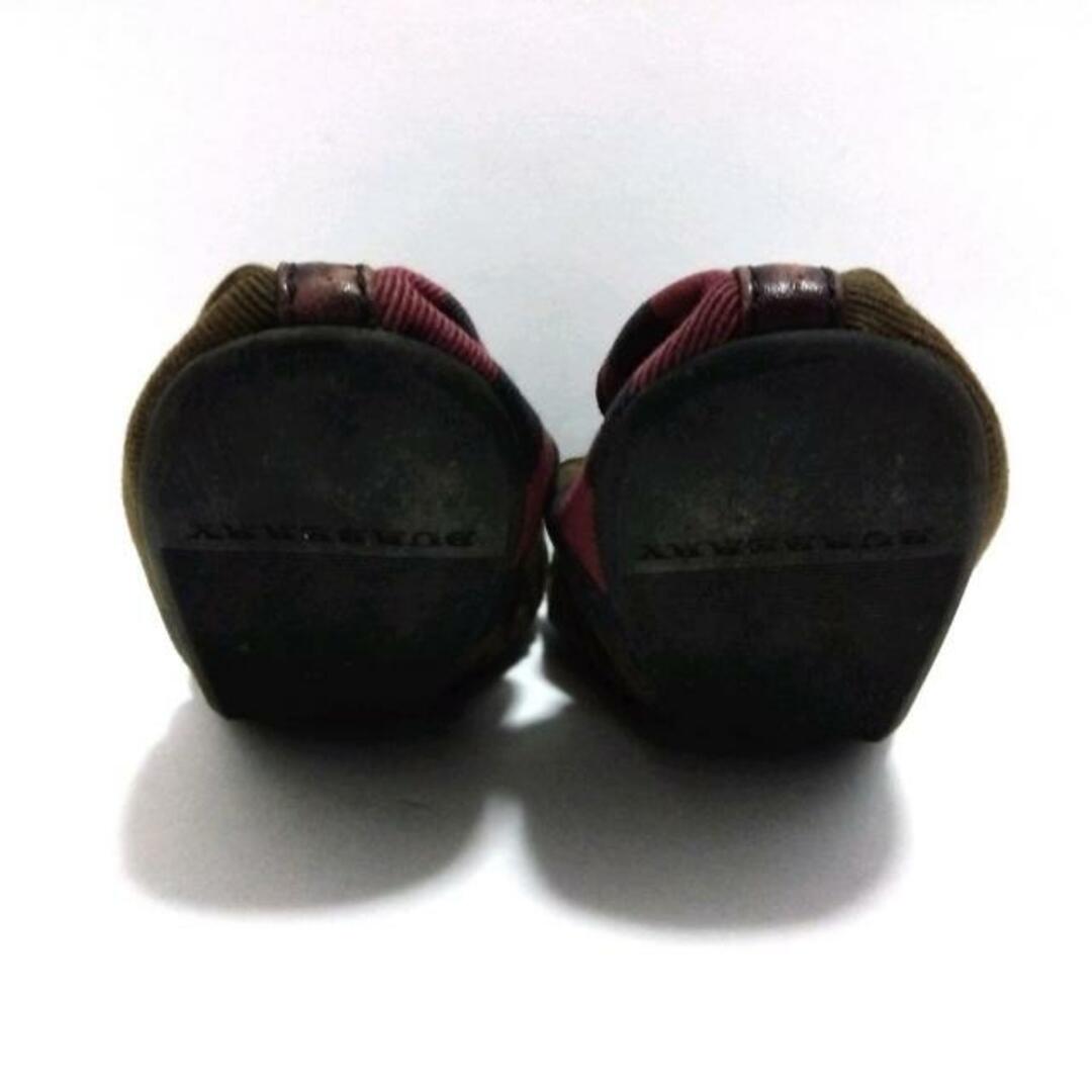 BURBERRY PRORSUM(バーバリープローサム) フラットシューズ 36 1/2 レディース美品  - レッド×ダークブラウン×マルチ チェック柄 ナイロン レディースの靴/シューズ(その他)の商品写真