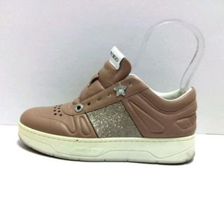 JIMMY CHOO - JIMMY CHOO(ジミーチュウ) スニーカー 36 レディース - ピンクベージュ スター(星)/ラインストーン レザー×グリッター