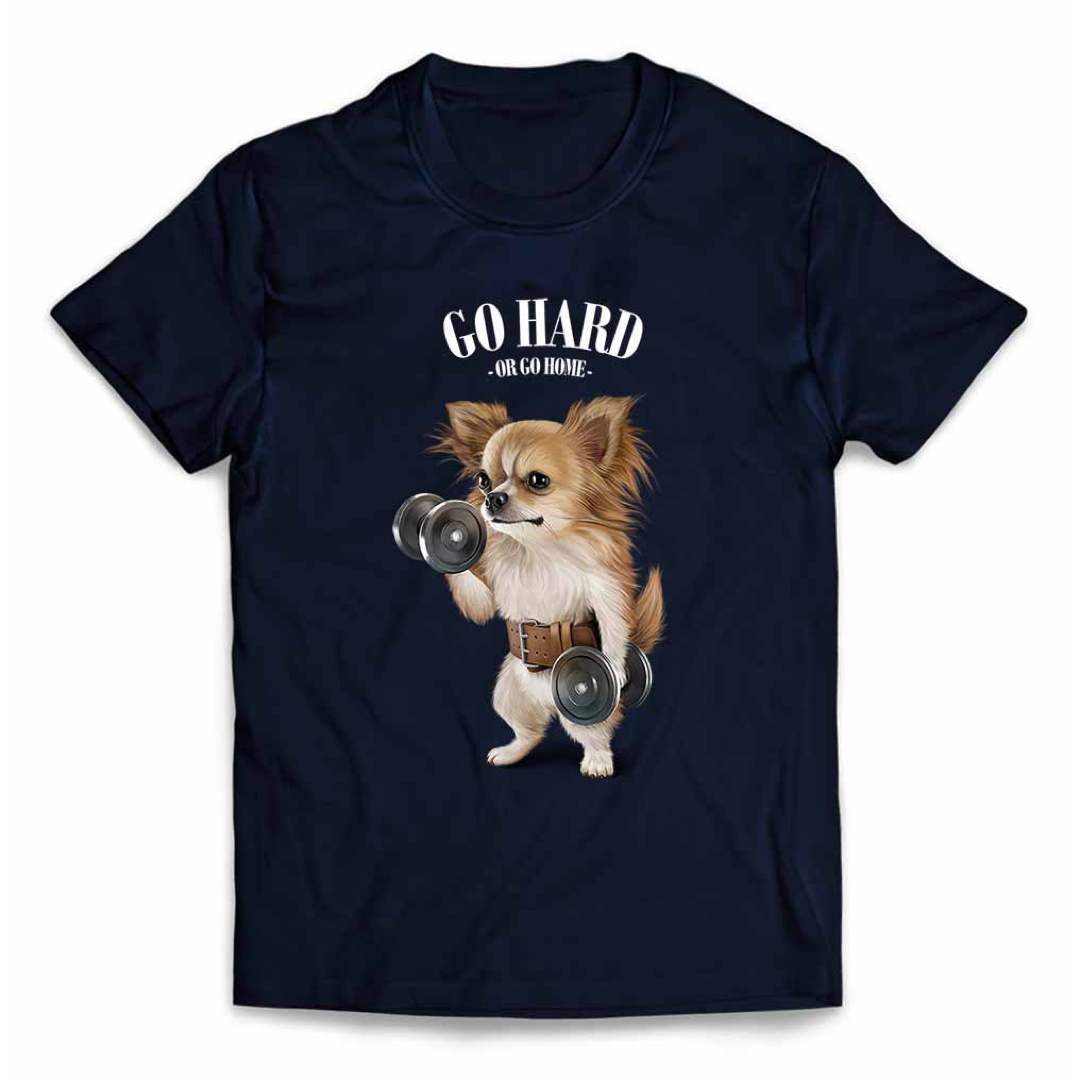 チワワ いぬ 犬 ダンベル 筋トレ 半袖 Tシャツ メンズ レディース キッズ メンズのトップス(Tシャツ/カットソー(半袖/袖なし))の商品写真