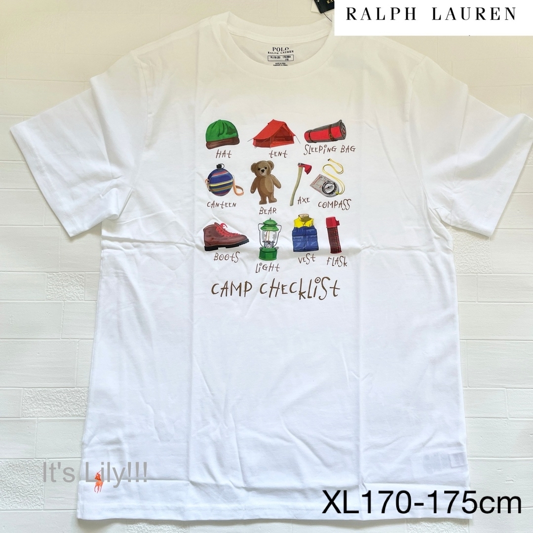 Ralph Lauren(ラルフローレン)のキッズXL メンズM相当　ラルフローレン　ベア　親子　兄弟　コーデ　白 メンズのトップス(Tシャツ/カットソー(半袖/袖なし))の商品写真