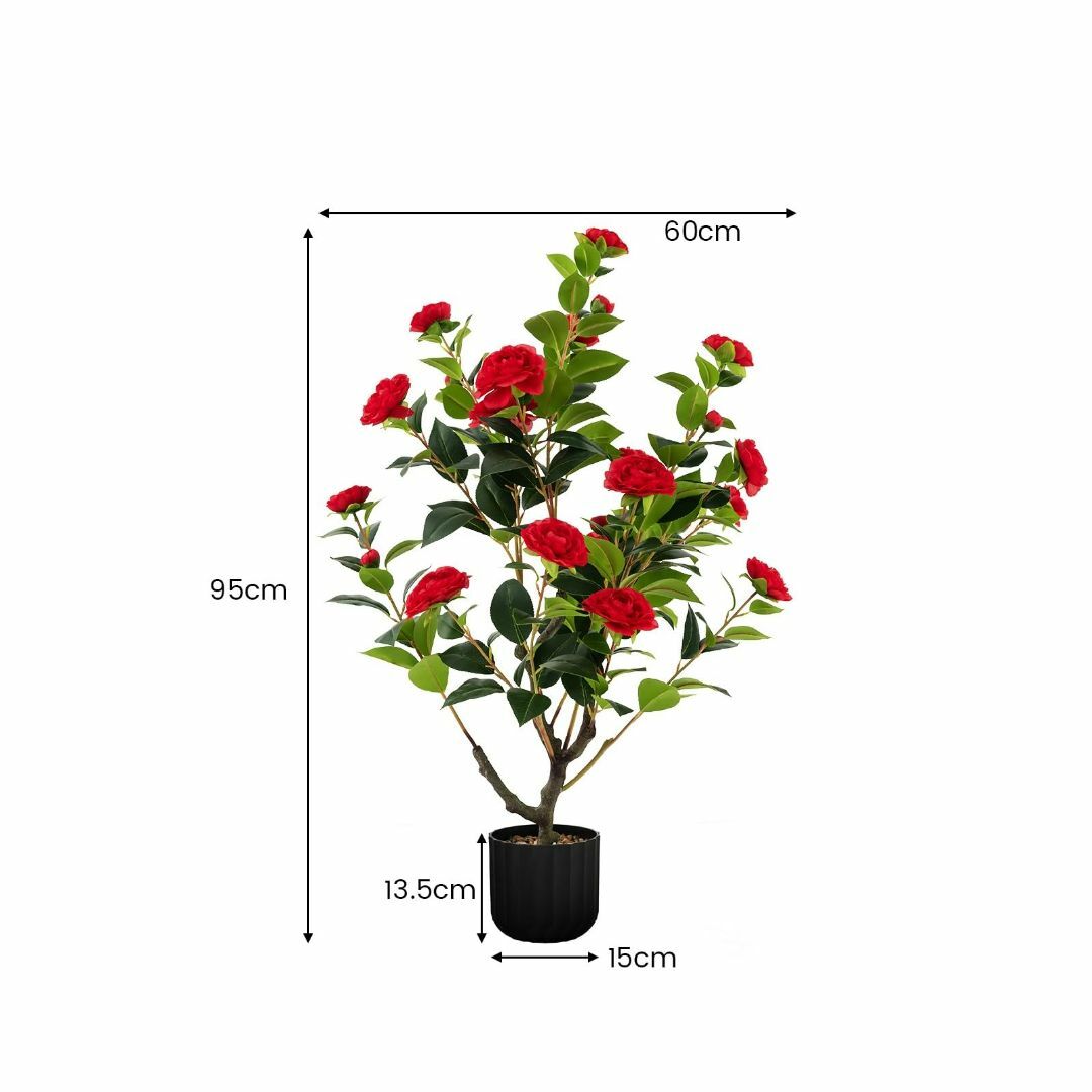 【色: ツバキ1本-レッド】TANGKULA 人工 観葉植物 95cm フェイク その他のその他(その他)の商品写真