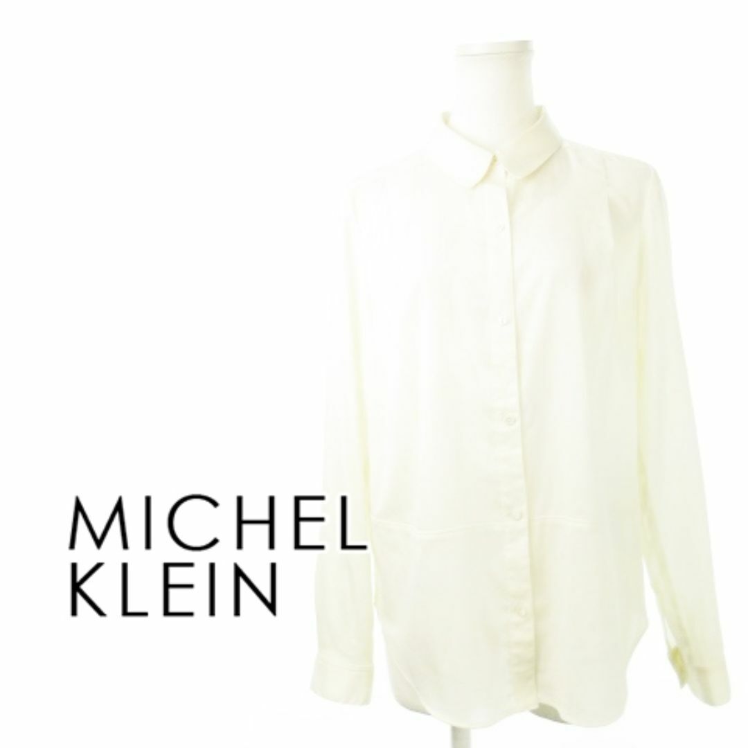 MICHEL KLEIN(ミッシェルクラン)のミッシェルクラン シルクタッチ長袖シアーシャツ 38 白 231025CK2R レディースのトップス(シャツ/ブラウス(長袖/七分))の商品写真