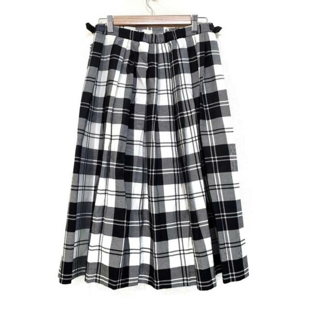 O'NEILL(オニール)のO'NEIL(オニール) 巻きスカート サイズI 46 レディース美品  - 黒×白 ロング/チェック柄/プリーツ ウール レディースのスカート(その他)の商品写真