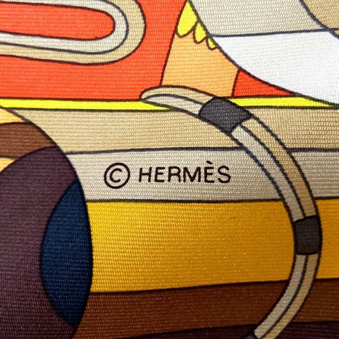 Hermes(エルメス)のHERMES(エルメス) スカーフ美品  カレ90 オレンジ×ダークブラウン×マルチ POiNT D'ORGUE レディースのファッション小物(バンダナ/スカーフ)の商品写真