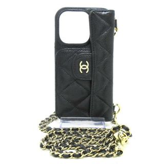 シャネル(CHANEL)のCHANEL(シャネル) 携帯電話ケース マトラッセ AP2689 黒 iPhoneケース/iPhone13Pro/フラップポケット/ボールチェーンショルダー/ゴールド金具 グレインドラムスキン(モバイルケース/カバー)