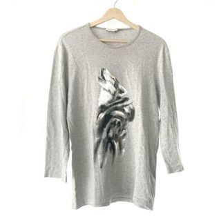 モンクレール(MONCLER)のMONCLER(モンクレール) 七分袖Tシャツ サイズM メンズ - グレー×マルチ(Tシャツ/カットソー(七分/長袖))