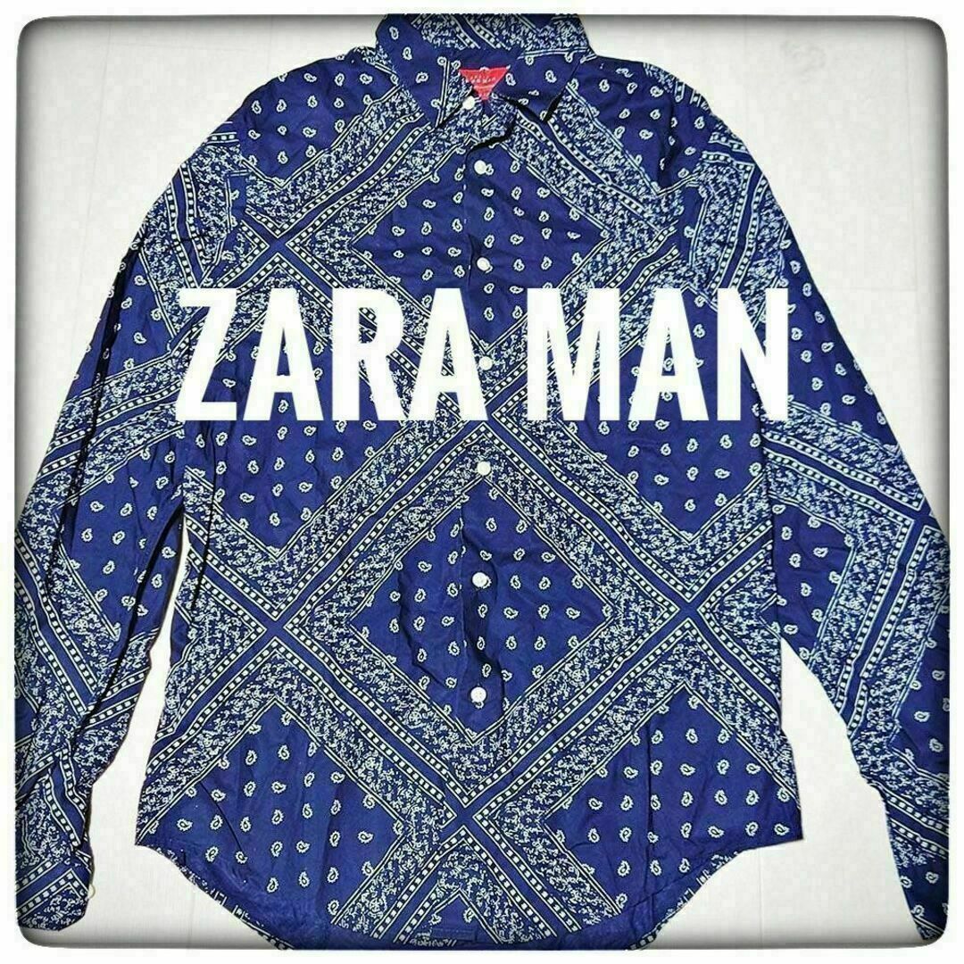 BASIC ZARA MAN SLIM FIT ザラ 長袖 シャツ ペイズリー柄 メンズのトップス(Tシャツ/カットソー(七分/長袖))の商品写真