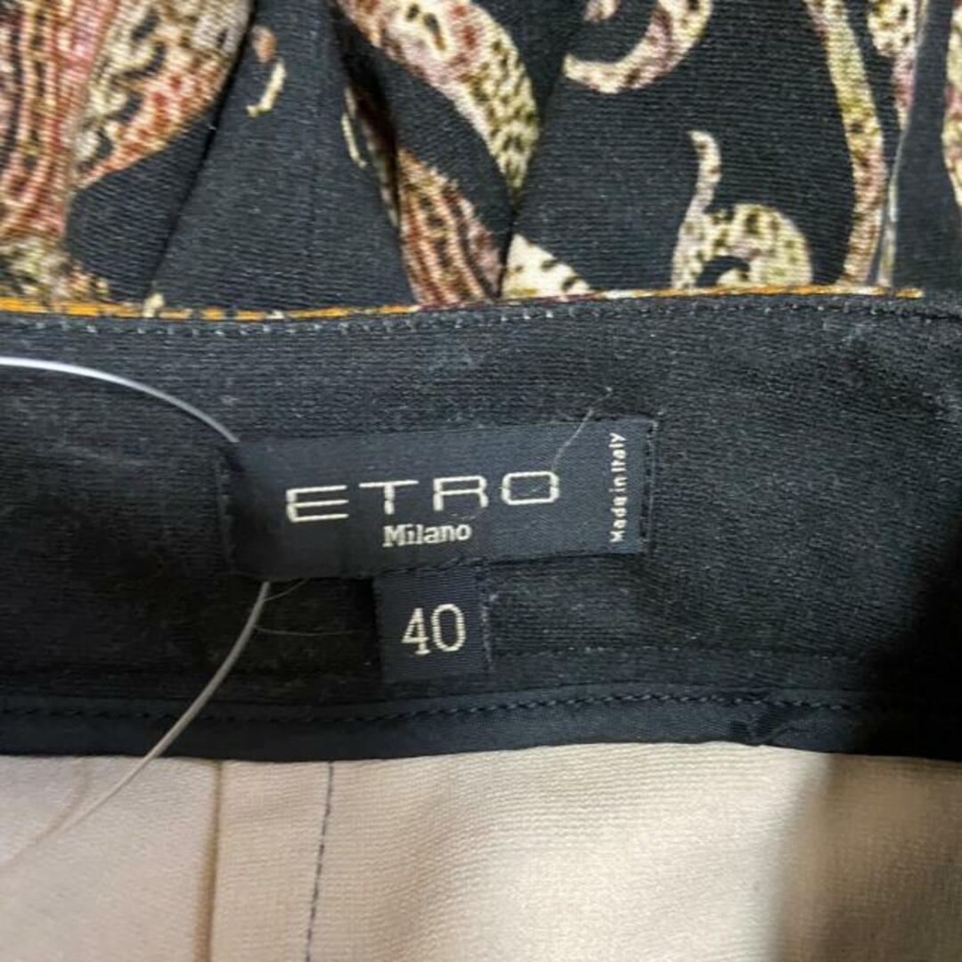 ETRO(エトロ)のETRO(エトロ) スカート サイズ40 M レディース - 黒×ボルドー×マルチ ひざ丈 レーヨン、ポリウレタン レディースのスカート(その他)の商品写真