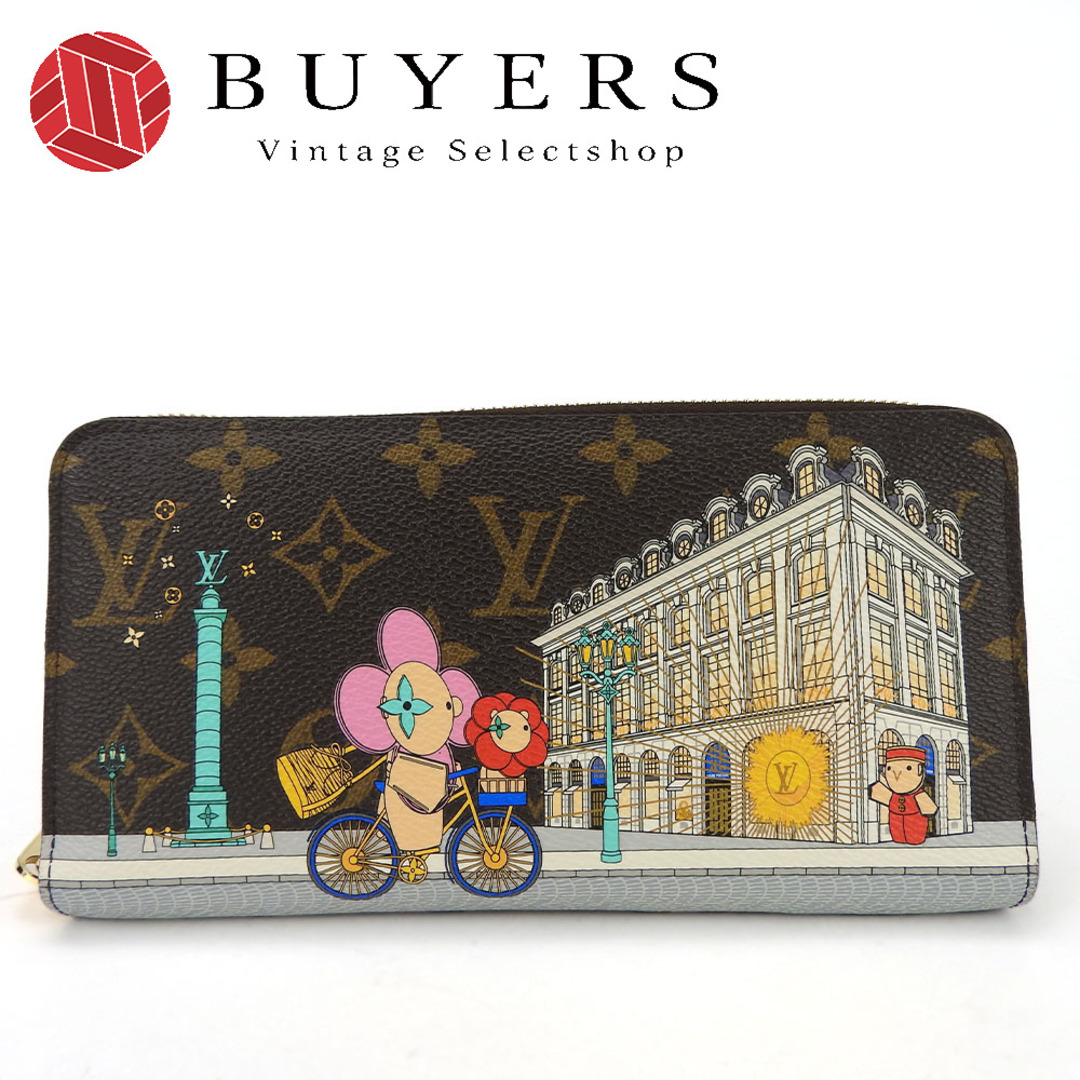 LOUIS VUITTON(ルイヴィトン)の【中古】 ルイ・ヴィトン 長財布 ジッピーウォレット M81544 モノグラムキャンバス ブラウン ピンク ゴールド金具 ヴィヴィエンヌ ホリデイシーズン レディース 女性 LOUIS VUITTON レディースのファッション小物(財布)の商品写真