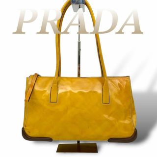 プラダ(PRADA)のプラダ ハンドバッグ 保証書付属 パテントレザー エナメル イエロー 60515(ハンドバッグ)