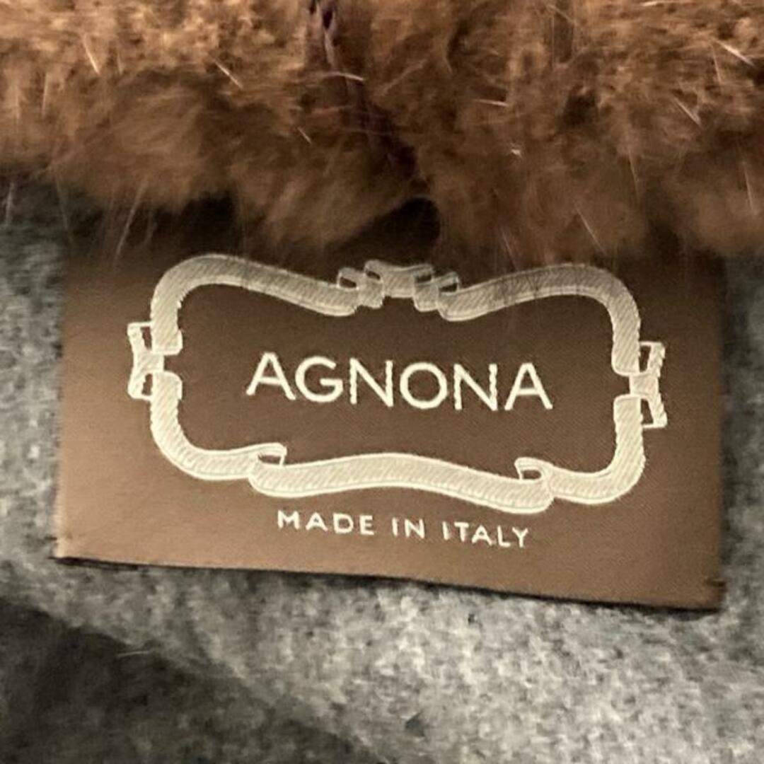 Agnona(アニオナ)のAGNONA(アニオナ) コート サイズ40 M レディース美品  - グレー×ダークブラウン 長袖/ミンク/冬 カシミヤ、ポリエステル レディースのジャケット/アウター(その他)の商品写真