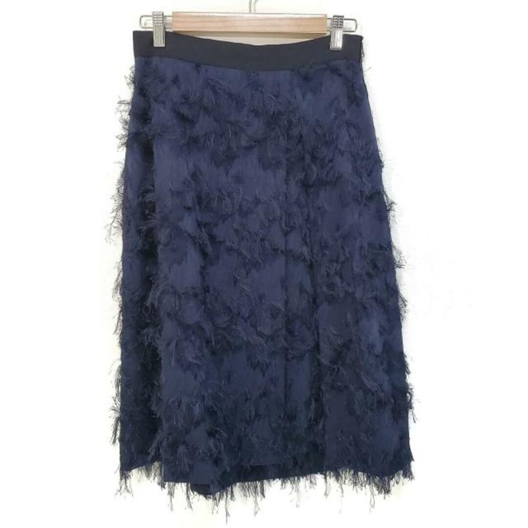 LANVIN en Bleu(ランバンオンブルー)のLANVIN en Bleu(ランバンオンブルー) ロングスカート サイズ38 M レディース美品  - ネイビー×黒 キュプラ、ポリエステル レディースのスカート(ロングスカート)の商品写真