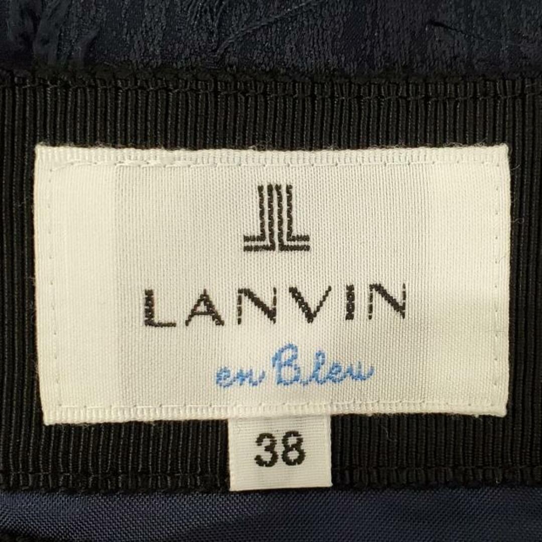 LANVIN en Bleu(ランバンオンブルー)のLANVIN en Bleu(ランバンオンブルー) ロングスカート サイズ38 M レディース美品  - ネイビー×黒 キュプラ、ポリエステル レディースのスカート(ロングスカート)の商品写真