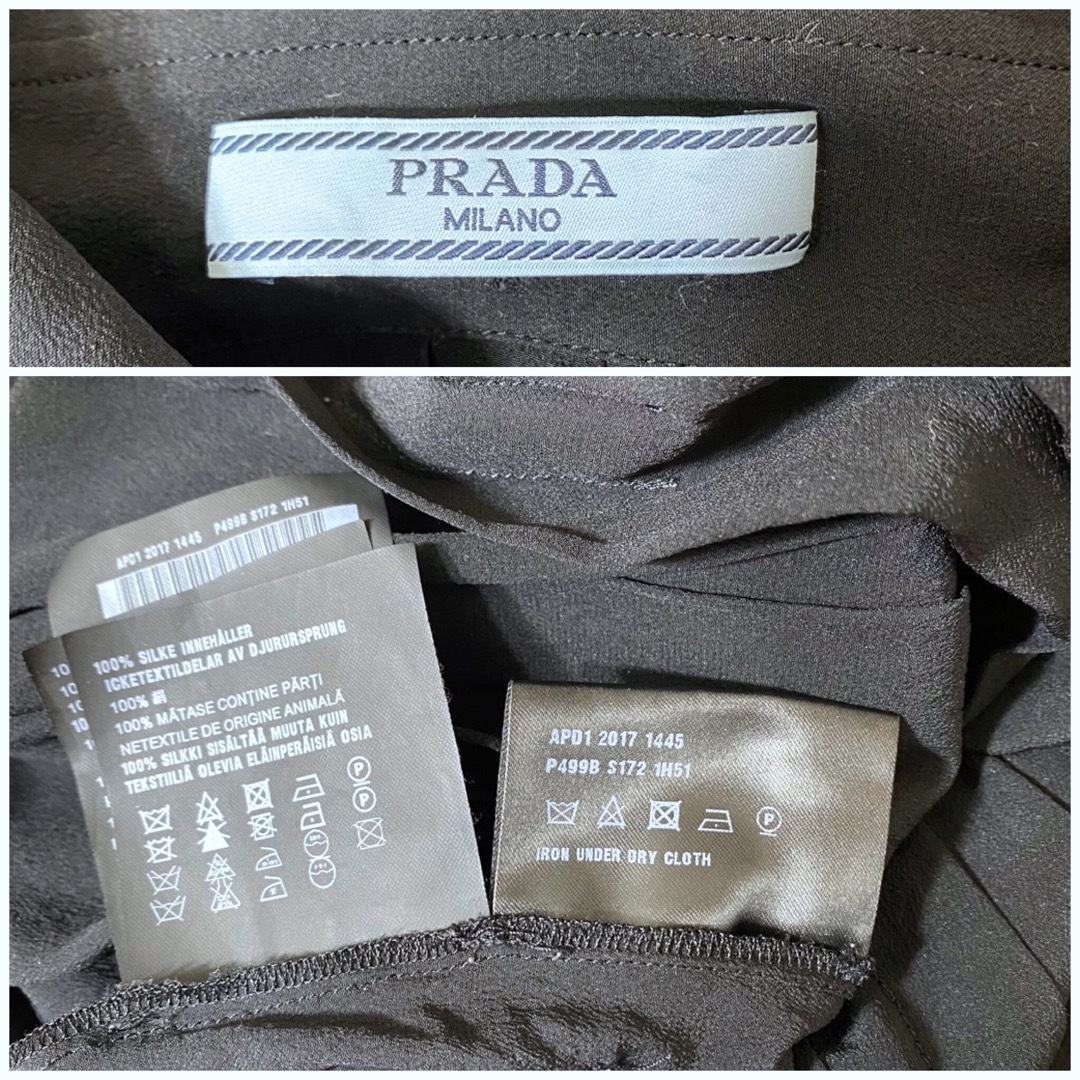 PRADA(プラダ)の【PRADA】  大きいサイズ42  シルク100％  プリーツブラウス レディースのトップス(シャツ/ブラウス(長袖/七分))の商品写真