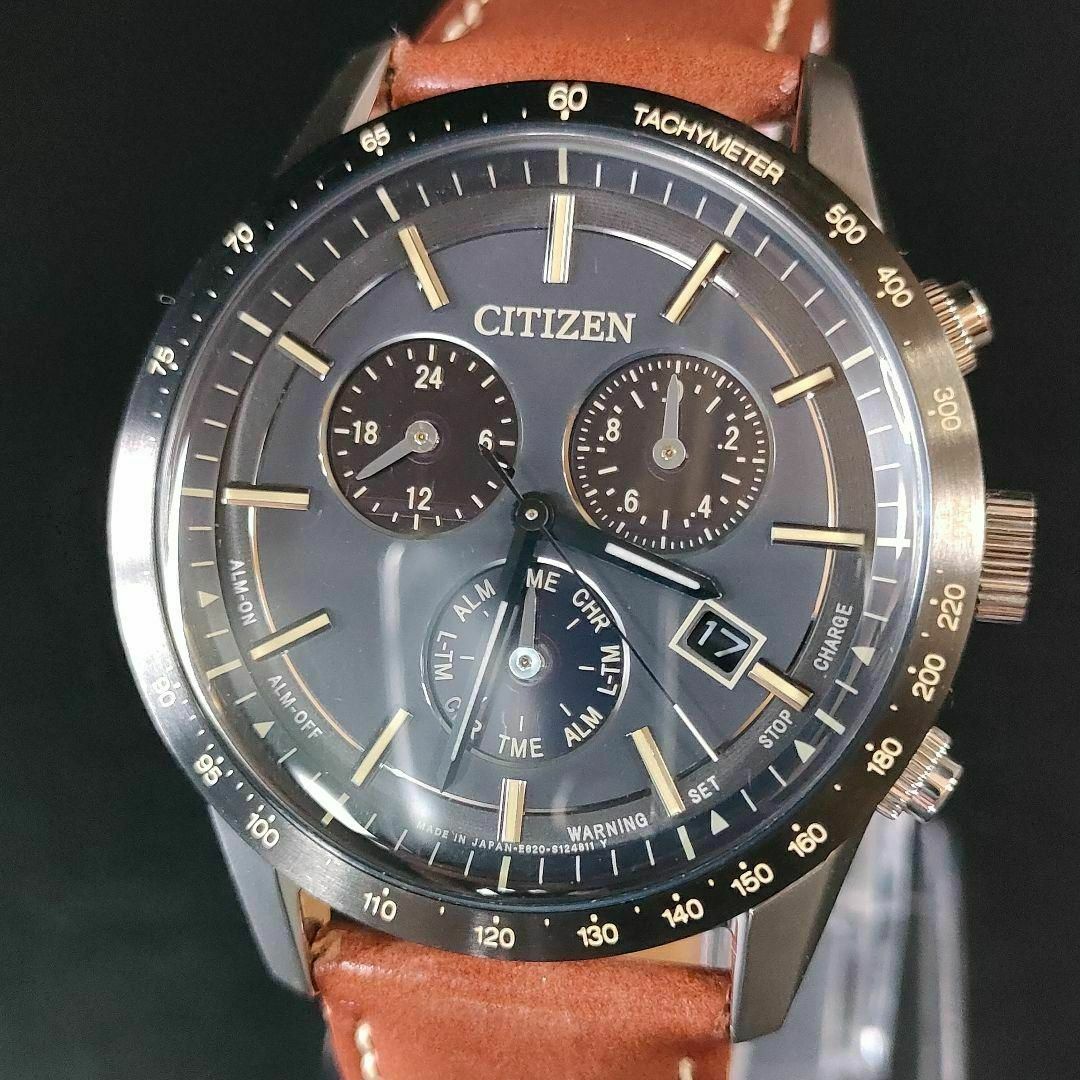 CITIZEN(シチズン)の極美品【稼働品】CITIZEN　シチズン　E820　ブラック　シルバー　ソーラー メンズの時計(腕時計(アナログ))の商品写真