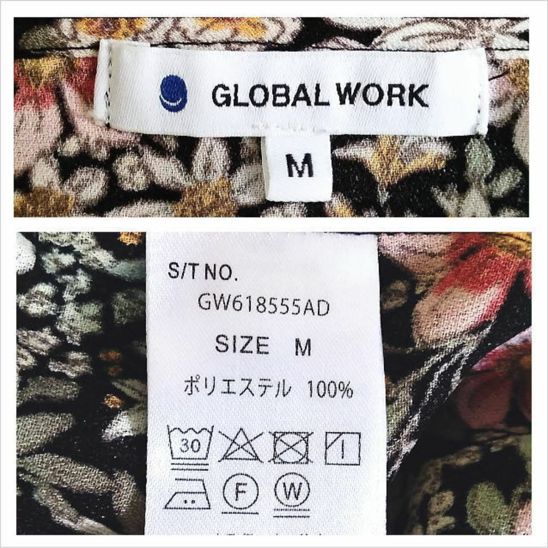 GLOBAL WORK(グローバルワーク)の［GLOBAL WORK］黒ピンク花柄フリルブラウス グローバルワーク M～L位 レディースのトップス(シャツ/ブラウス(長袖/七分))の商品写真