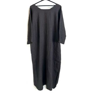 fog linen work - fog linen work/FLW(フォグリネンワーク) ワンピース レディース - ダークグレー クルーネック/七分袖/マキシ丈/麻 麻