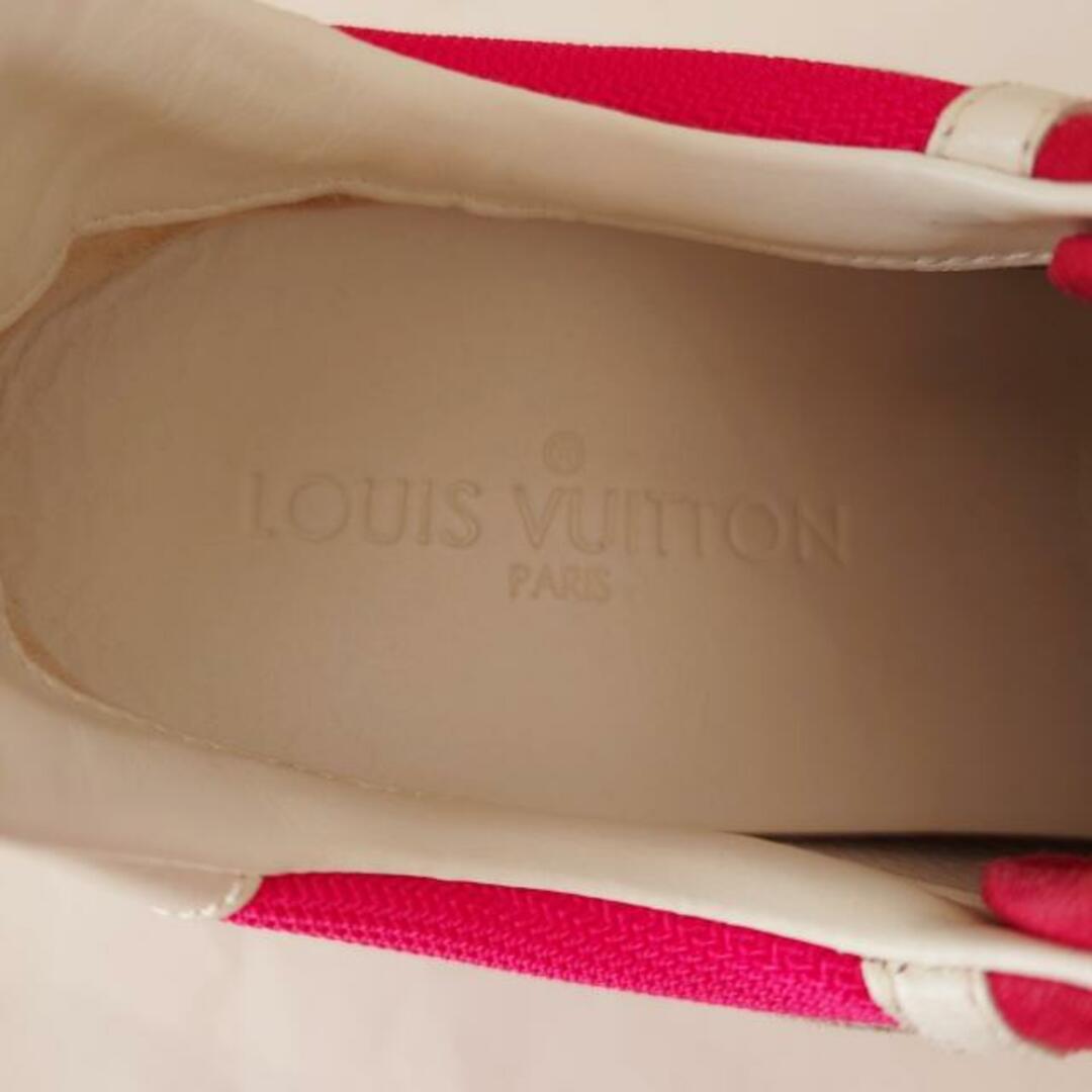 LOUIS VUITTON(ルイヴィトン)のLOUIS VUITTON(ルイヴィトン) スニーカー 36 1/ 2 レディース - レッド×白 インヒール/インソール取外し可 スエード×化学繊維×レザー レディースの靴/シューズ(スニーカー)の商品写真