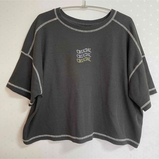 レディース　カットソー　トップス　半袖　刺繍　ワッフル生地　綿混　カジュアル(Tシャツ(半袖/袖なし))