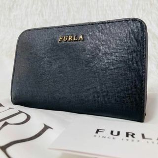 フルラ(Furla)の【極美品】フルラ　バビロン　L字ファスナー　二つ折り財布　ブラック　レザー(財布)