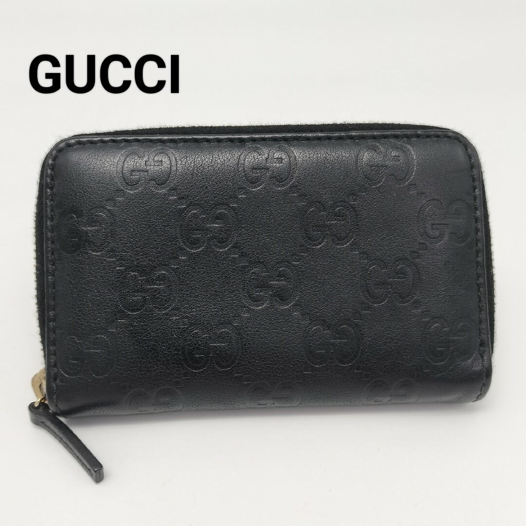 Gucci(グッチ)の極美品✨グッチ　コインケース　財布　シマレザー　ブラック　黒 レディースのファッション小物(コインケース)の商品写真