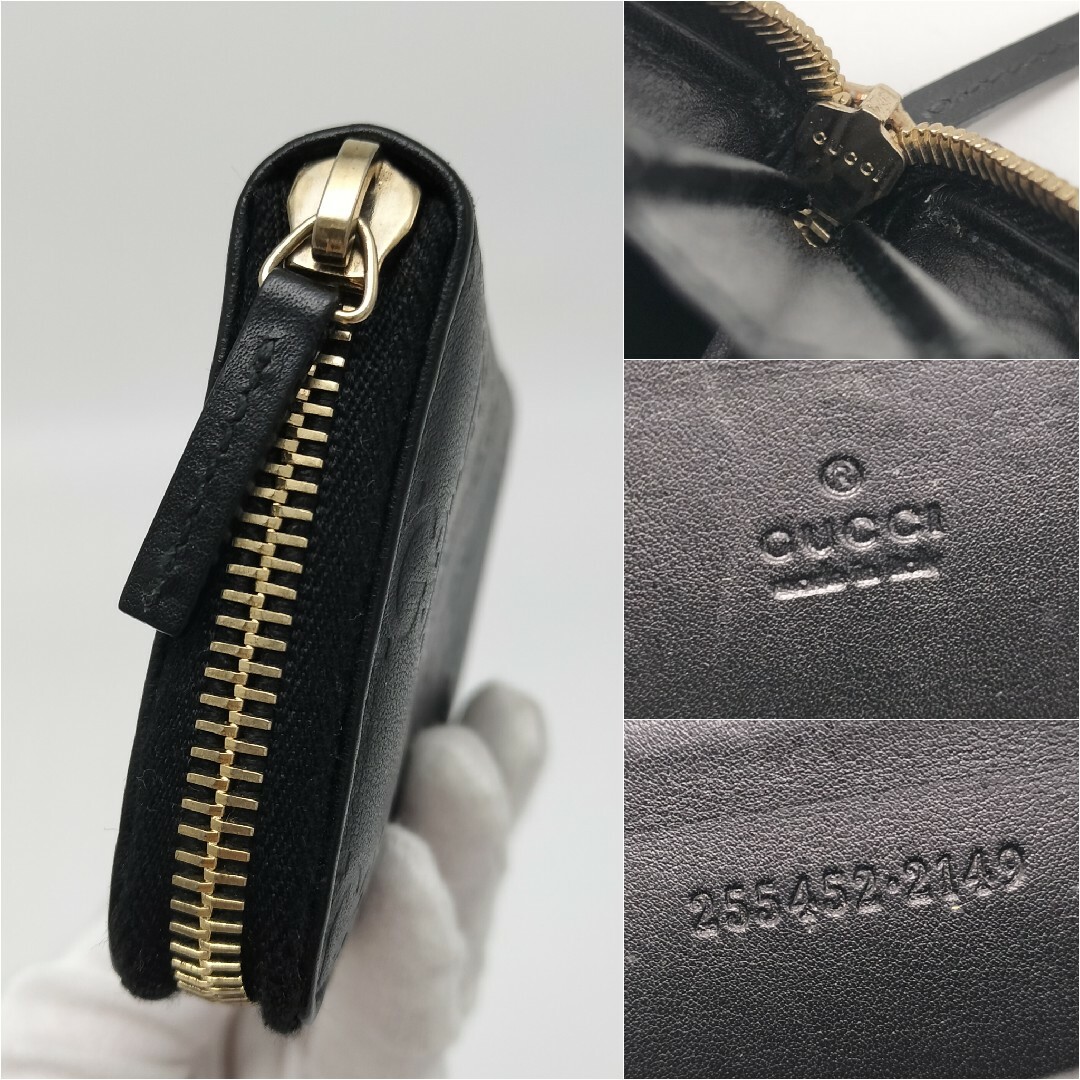 Gucci(グッチ)の極美品✨グッチ　コインケース　財布　シマレザー　ブラック　黒 レディースのファッション小物(コインケース)の商品写真