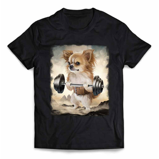 チワワ 犬 筋トレ 筋肉 ウエイトリフティング Tシャツ 半袖 メンズ(Tシャツ/カットソー(半袖/袖なし))