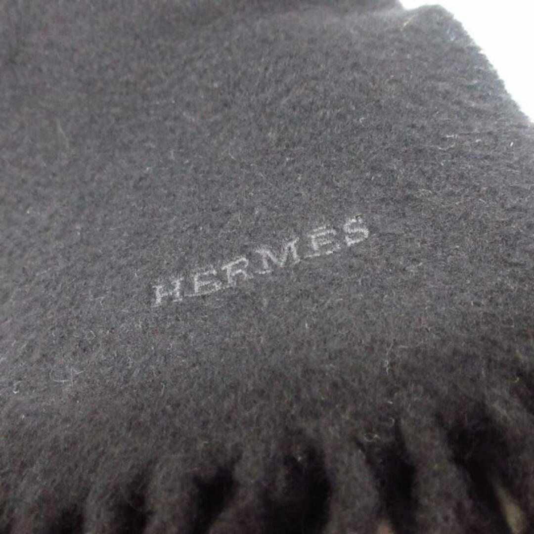 Hermes(エルメス)のHERMES(エルメス) マフラー美品  - 黒 カシミヤ レディースのファッション小物(マフラー/ショール)の商品写真