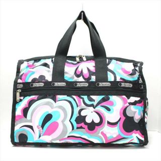 LeSportsac - LESPORTSAC(レスポートサック) ハンドバッグ美品  - 黒×ピンク×マルチ フラワー(花) レスポナイロン