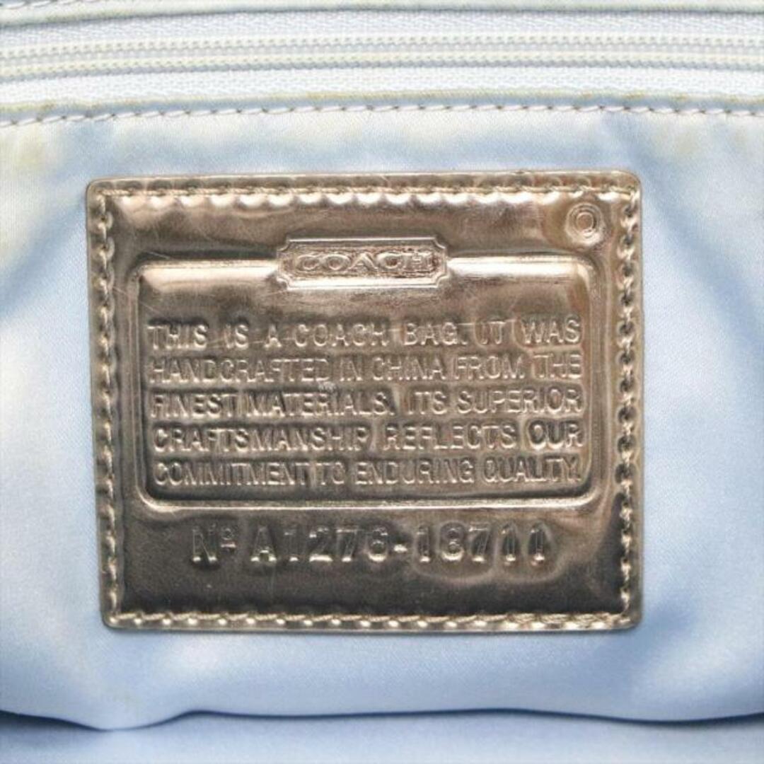 COACH(コーチ)のCOACH(コーチ) トートバッグ ポピーシグネチャーグラムトート 18711 ライトグレー×グレー×ネイビー ラメ ジャガード×エナメル（レザー） レディースのバッグ(トートバッグ)の商品写真