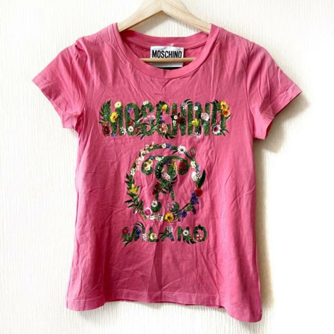 MOSCHINO(モスキーノ)のMOSCHINO(モスキーノ) 半袖Tシャツ サイズI 40 レディース - ピンク×グリーン×マルチ クルーネック 綿 レディースのトップス(Tシャツ(半袖/袖なし))の商品写真