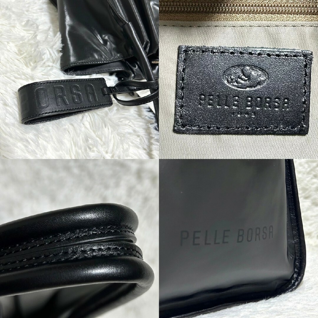 PELLE BORSA(ペレボルサ)の美品　ペレボルサ　チアーズ　4649 トートバッグ　ショルダーバッグ　ブラック レディースのバッグ(トートバッグ)の商品写真