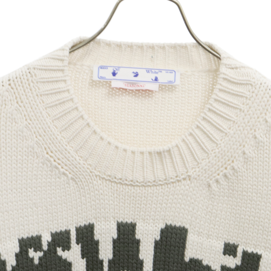 OFF-WHITE(オフホワイト)のOFF-WHITE オフホワイト Jacquard cat chunky pullover knit ジャガードキャットチャンキープルオーバーニット セーター ホワイト OMHE153S23KNI001 メンズのトップス(ニット/セーター)の商品写真