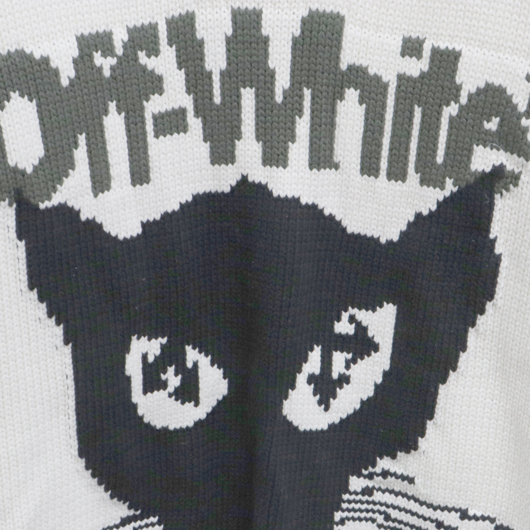 OFF-WHITE(オフホワイト)のOFF-WHITE オフホワイト Jacquard cat chunky pullover knit ジャガードキャットチャンキープルオーバーニット セーター ホワイト OMHE153S23KNI001 メンズのトップス(ニット/セーター)の商品写真